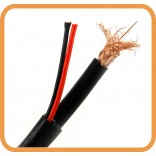 RG6 coaxial cable ทองแดง 21% 100 เมตร / ม้วน  สีดำ+ สายไฟ ใส่ ม้วนซีนพลาสติก