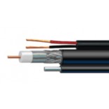 RG6 coaxial cable ทองแดง 30% 500 เมตร / ม้วน  สีดำ+ สายไฟ + สลิง แขวนเสาไฟฟ้า ใส่ Roll ไม้
